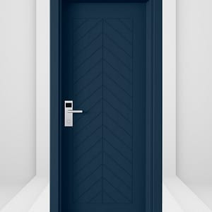 30 dk Yangına Dayanımlı Ahşap Oda Kapısı Premium Fishbone Belize Mavi