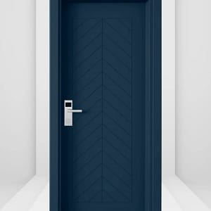30 dk Yangına Dayanımlı Ahşap Oda Kapısı Premium Fishbone Belize Mavi