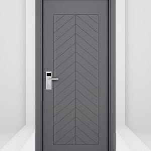 30 dk Yangına Dayanımlı Ahşap Oda Kapısı Premium Fishbone Modern Antrasit