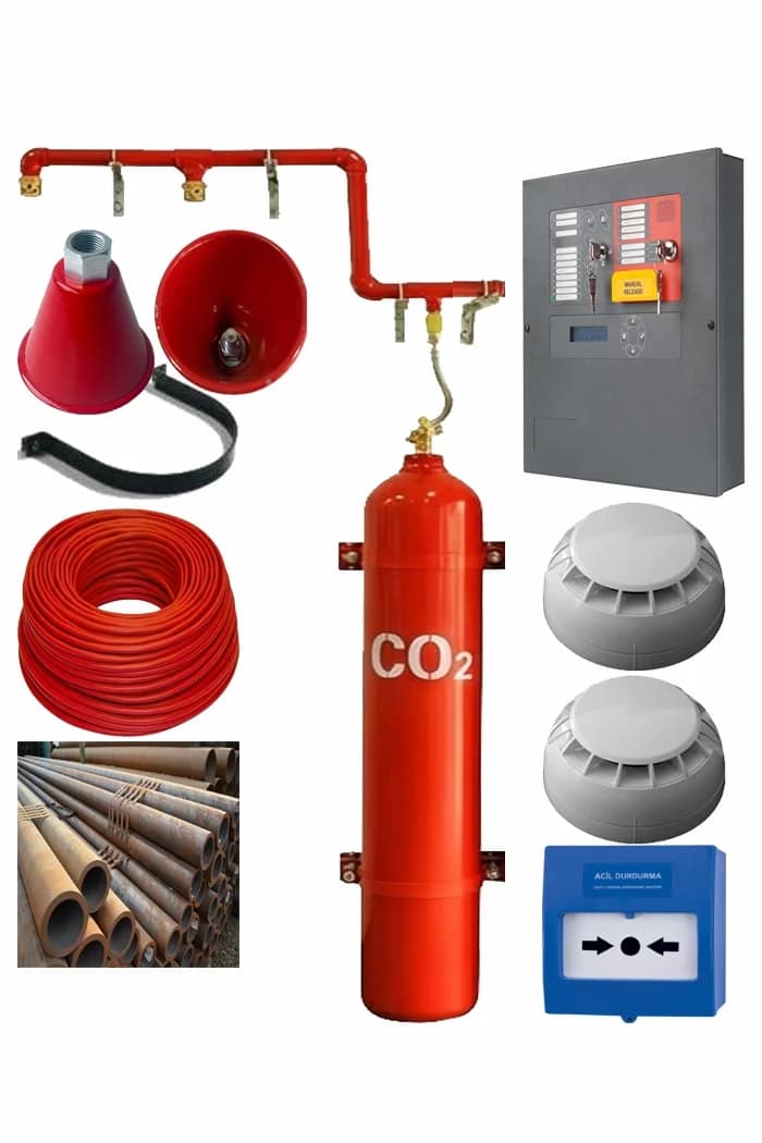 67 Lt 45 Kg Karbondioksit (CO2) Söndürme Sistemi Seti