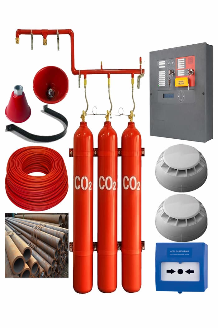 3x67 Lt 135 Kg Karbondioksit (CO2) Söndürme Sistemi Seti