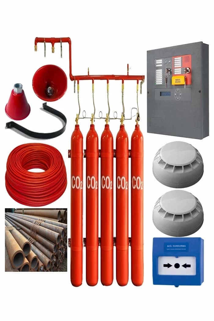 5x67 Lt 225 Kg Karbondioksit (CO2) Söndürme Sistemi Seti